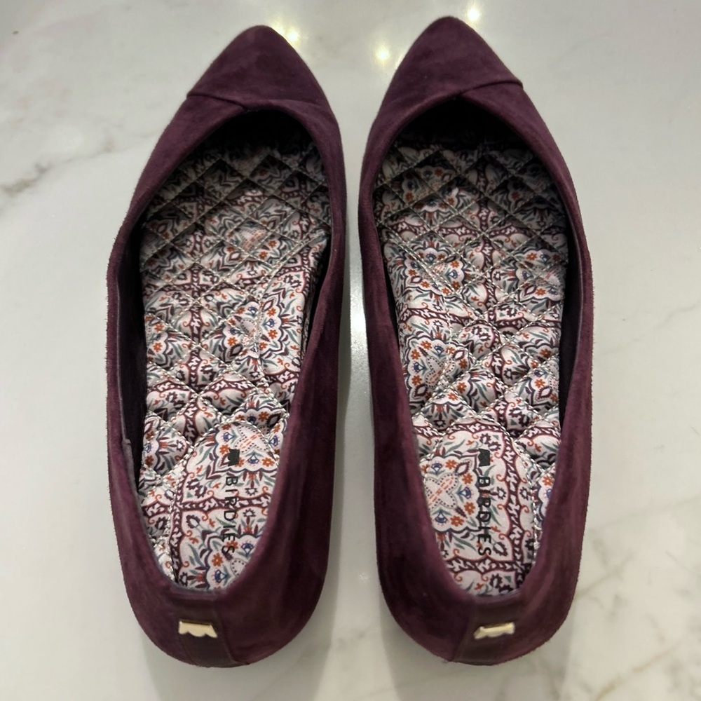 Birdies Goldfinch Mulberry Size 7.5 Ballet Flats Pointed Toe Suede EUC - Picture 7 of 15